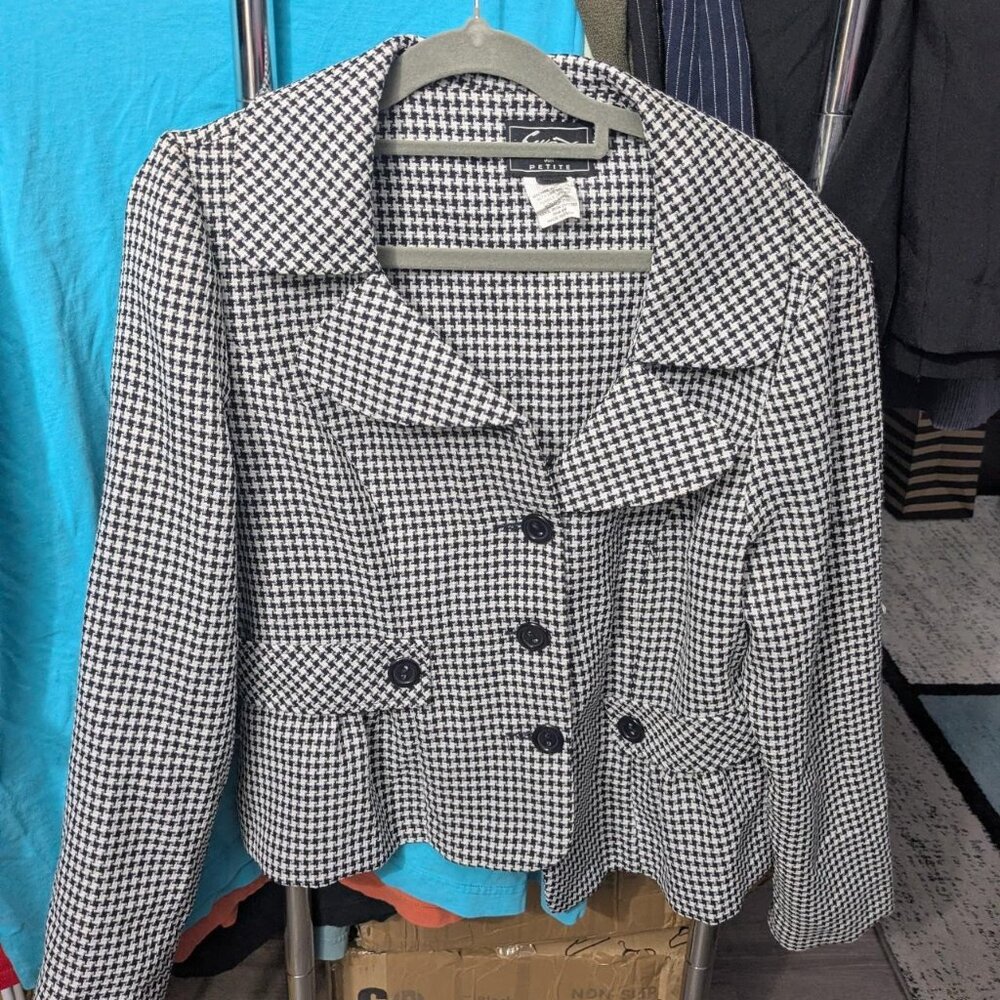 Sweet Suit Houndstooth Black & White Blazer Size 14P